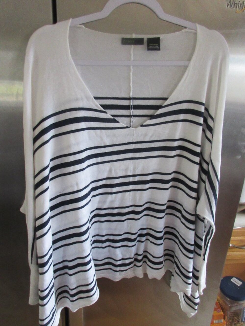 press modern soft knit vneck top tunic pullover l xl  cotton modal oversized